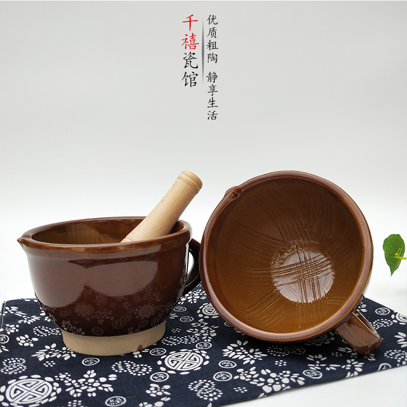 擂钵捣蒜器家用捣辣椒擂皮蛋茶米糊蒜蓉捣碎陶瓷研磨器老式蒜臼子 敬平 青花瓷小号[送蒜槌]宝宝研磨辅食研磨碗(碎物器)