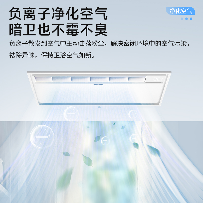 顶固(TopStrong)风暖浴霸TS2428GN即开即热广角摆页多角度送暖2800W大功率发热块负离子净化空气纯平安装
