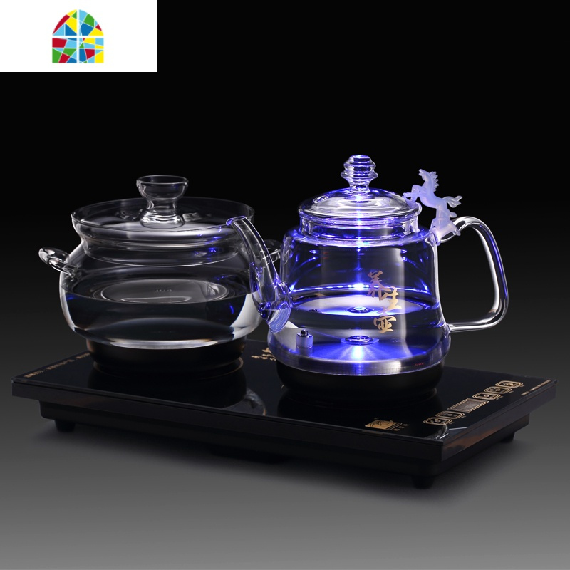 电热烧水壶保温一体全自动泡茶具底部上水抽水电磁炉专用煮器套装 FENGHOU 20*37黑色-桶装水(带蓝光)