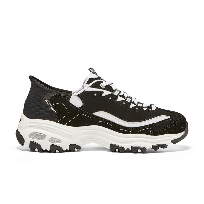 Skechers D’LITES 闪穿系列 减震防滑耐磨 低帮 老爹鞋 女款 黑白 150030-BKW