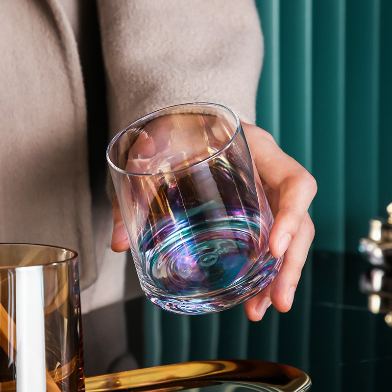 ins风简约家用刷牙杯漱口杯 洗漱杯套装 情侣杯创意北欧牙缸水杯 三维工匠 琥珀色玻璃杯+炫彩玻璃杯+椭圆镀金盘中号