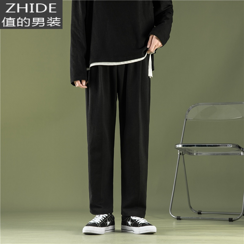 suntek白色裤子垂感高级感超酷男裤直筒宽松潮牌痞帅休闲裤禁欲系西装