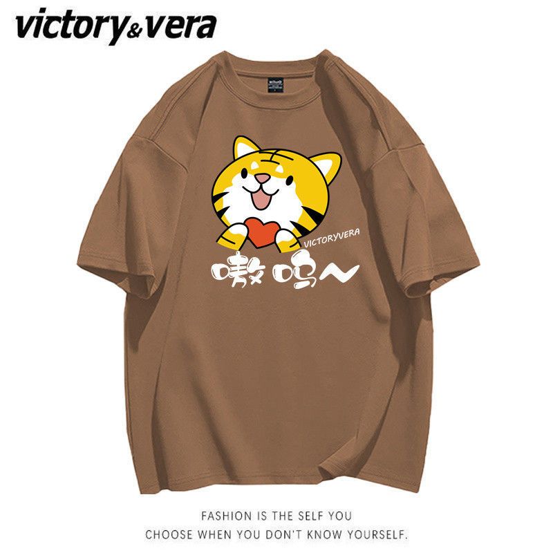 VICTORYVERA短袖女韩版ins夏季新款百搭T恤宽松bf风学生印花上衣