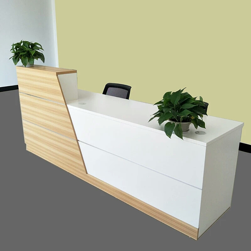 简约现代公司前台接待台服装店柜台迎宾台板式前台咨询收银台吧台