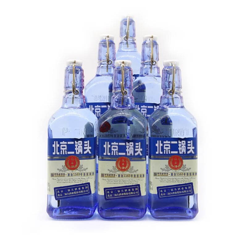 永丰北京二锅头 出口型小方瓶 清香型白酒 42度(蓝瓶)500ml*6瓶