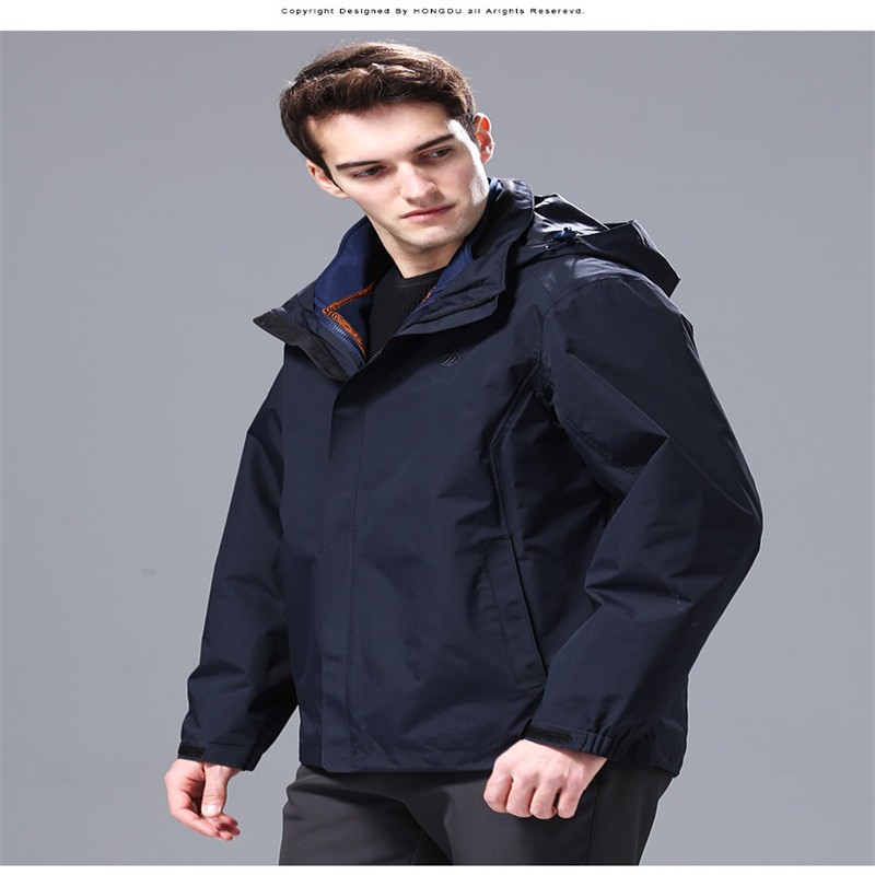 红都hongdu男装冲锋衣可拆卸羽绒内胆普通款hd1162单位件视频