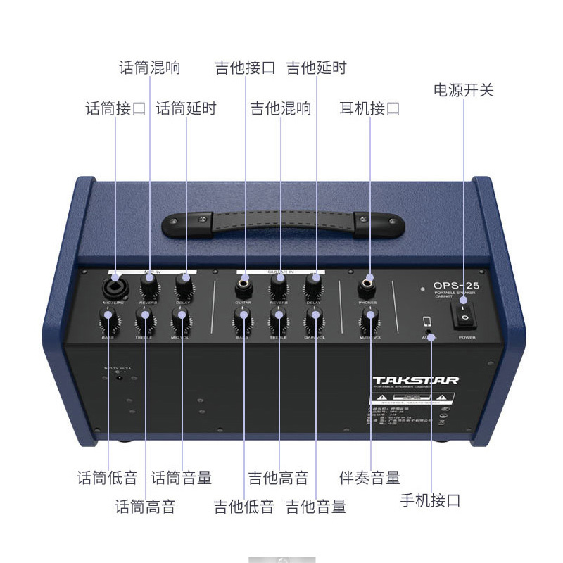 得胜 OPS-25 充电户外弹唱音箱 卖唱直播吉他音响 家庭K歌电视套装(搭配得胜X3 U段一拖二无线麦克风)