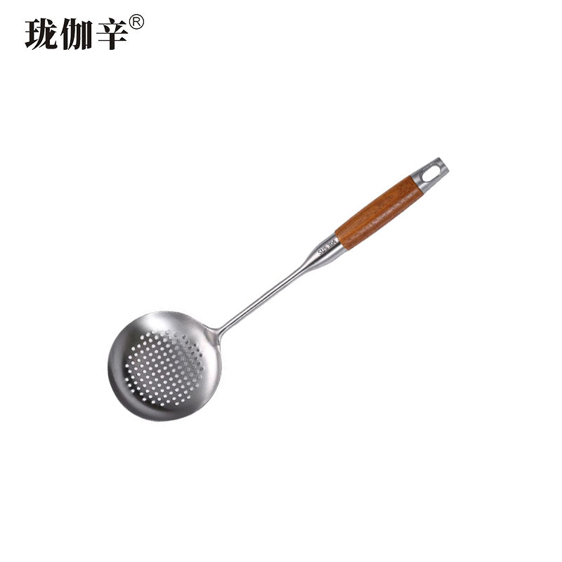 珑伽辛 304不锈钢花梨木厨房烹饪 漏勺/把高清大图