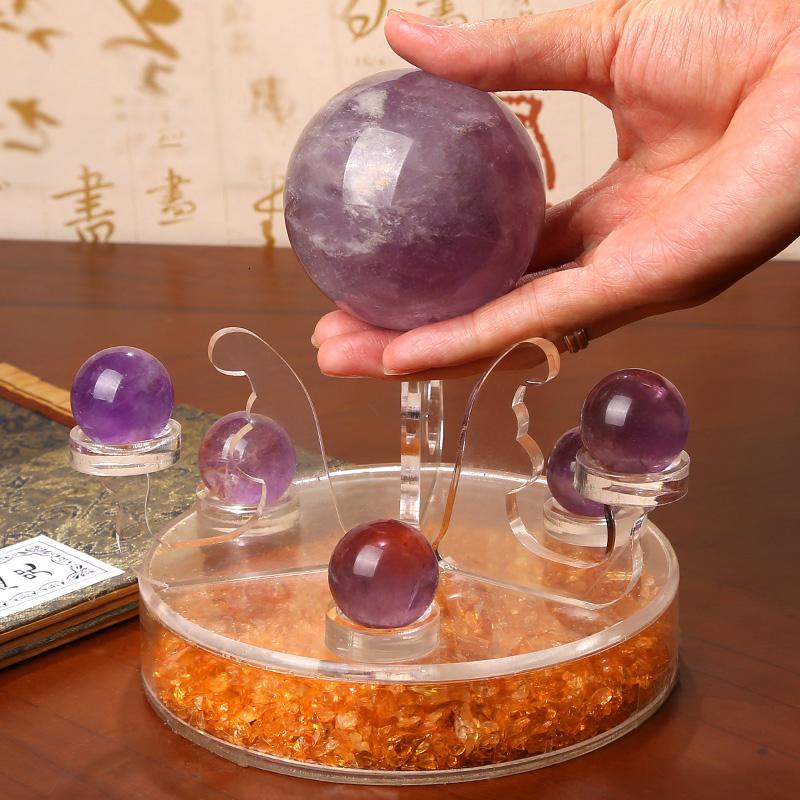 美帮汇水晶球摆件七星阵摆件粉水晶球紫水晶球家居礼品摆件高清大图