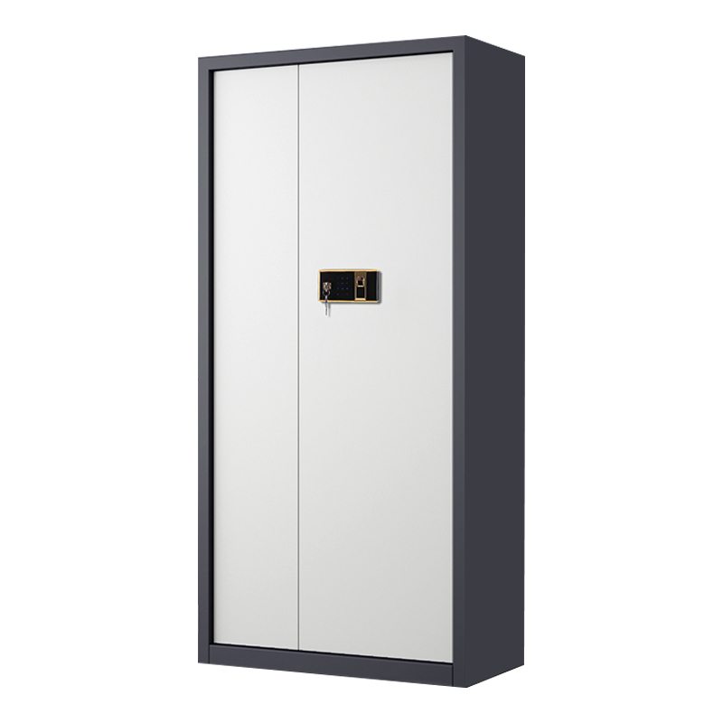 缑氏指纹电子保密柜钢制密码文件柜档案柜矮柜资料柜办公柜通门灰白色:钥匙指纹锁高清大图