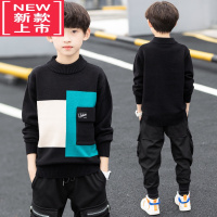 可莉允儿童装男童秋装套头毛衣2022新款秋冬季加绒加厚男孩中大童韩版潮