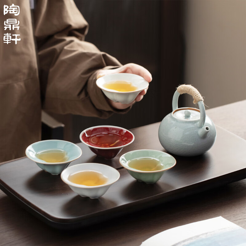 陶鼎軒 五福临门福禄杯茶具套装五大名窑葫芦杯高清大图