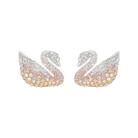 [直营]施华洛世奇(Swarovski) 人造水晶 天鹅耳钉女士Iconic渐变色 欧美风格 送恋人