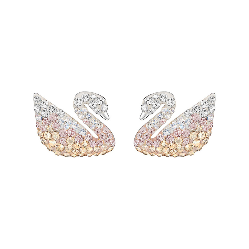 [直营]施华洛世奇(Swarovski) 人造水晶 天鹅耳钉女士Iconic渐变色 欧美风格 送恋人
