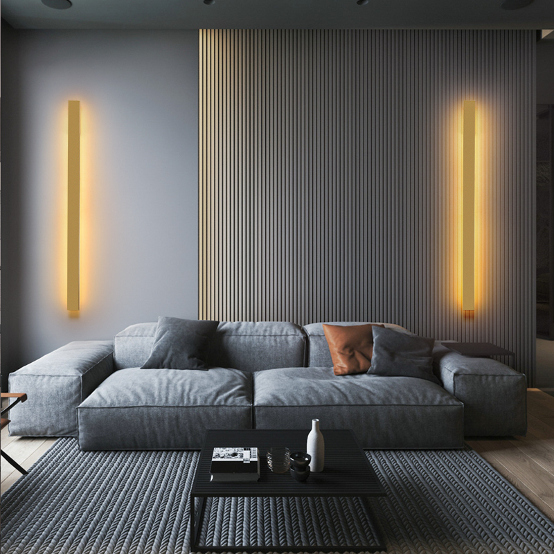 极简长条墙角壁灯轻奢客厅背景墙床头金色线条led氛围灯具衣帽间