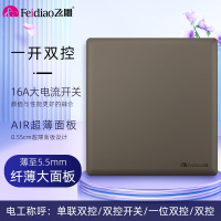 飞雕(FEIDIAO)开关插座86型家用商用 超大面板钢支架格韵系列电源墙壁开关面板 格韵荧光灰一位双控开关