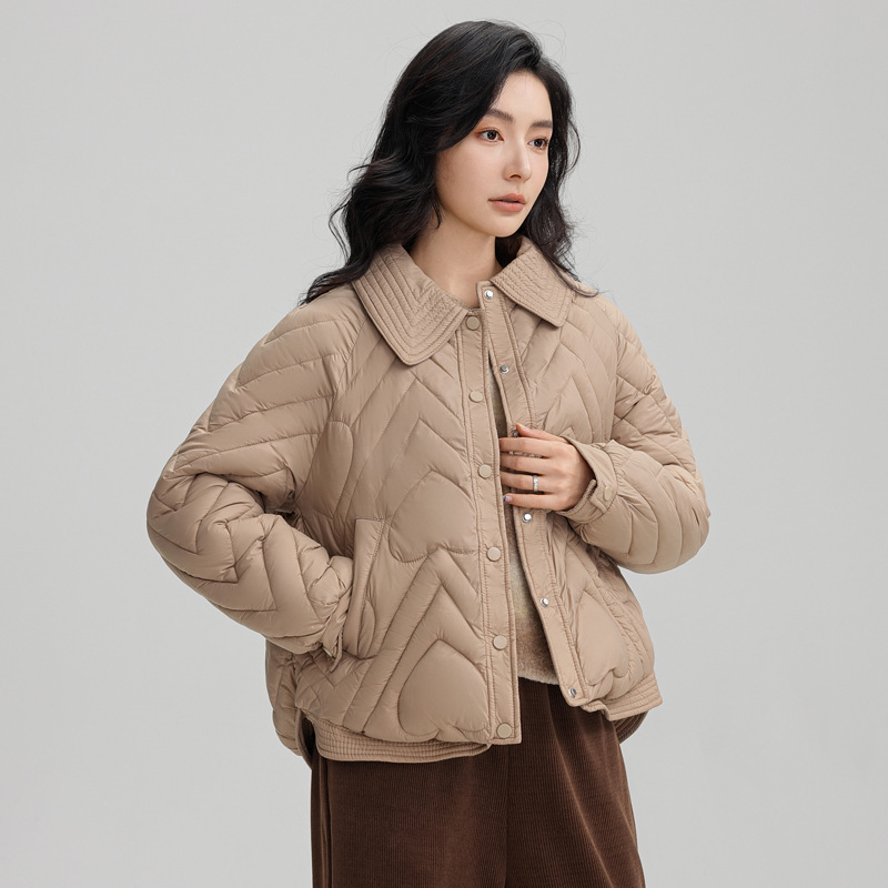 2024加厚新款翻领短款棉服外套女加厚小香风衬衫领宽松百搭棉衣女高清大图