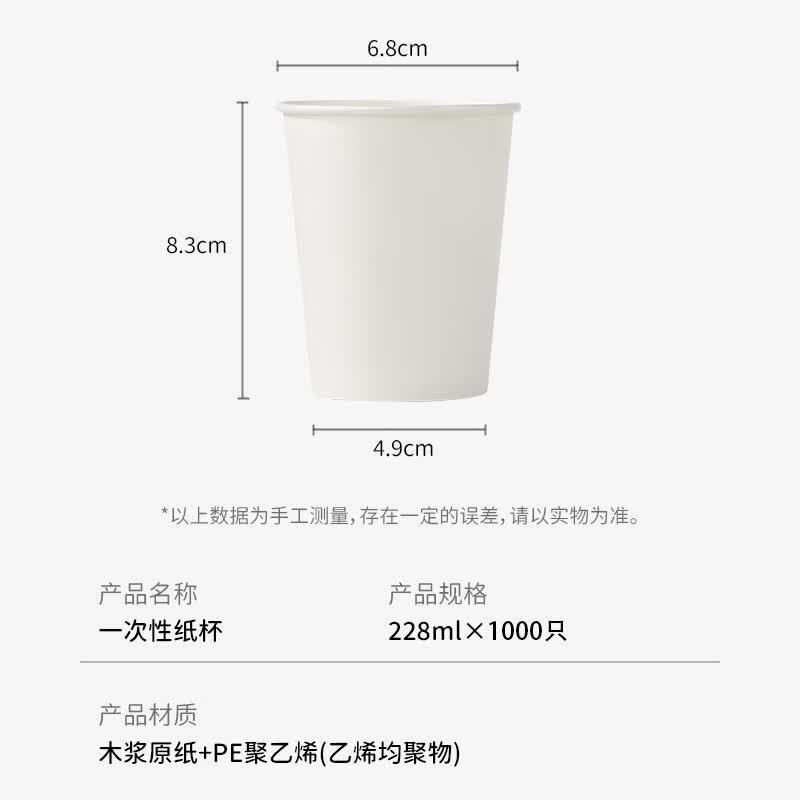 一次性纸杯228ml 箱装大号加厚杯子办公商务家用高清大图
