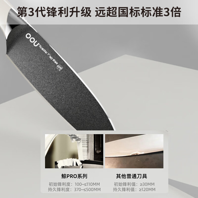 OOU!刀具套装家用厨房切菜刀德国钢材全套厨具套装[鲸升级]UV紫外线+热风除菌 7件套DJ0058 白色高清大图
