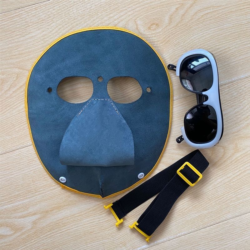 新型牛皮电焊面罩焊工防护眼镜烧焊工电焊面具隔热防飞溅防烫牛皮面罩