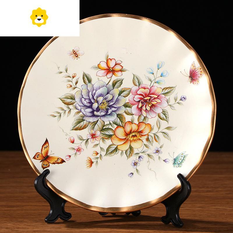 家居客厅欧式陶瓷盘子挂盘玄关工艺品电视柜装饰品酒柜创意小摆件jing