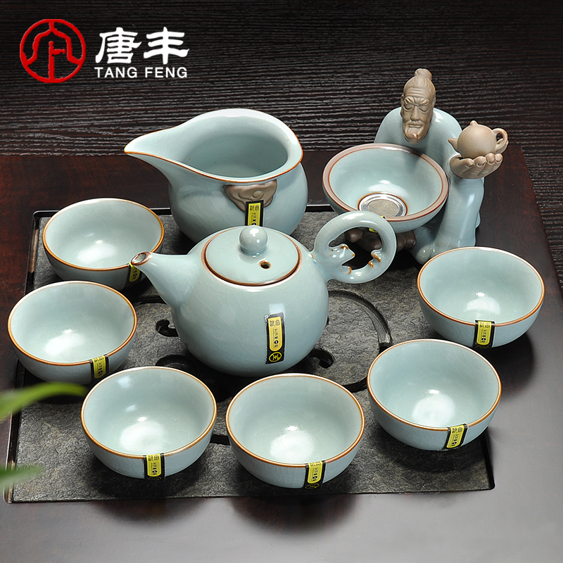 家柏饰(CORATED)陶瓷仿汝窑功夫茶具套装家用办公室冰裂茶具盖碗茶壶茶杯Z高清大图