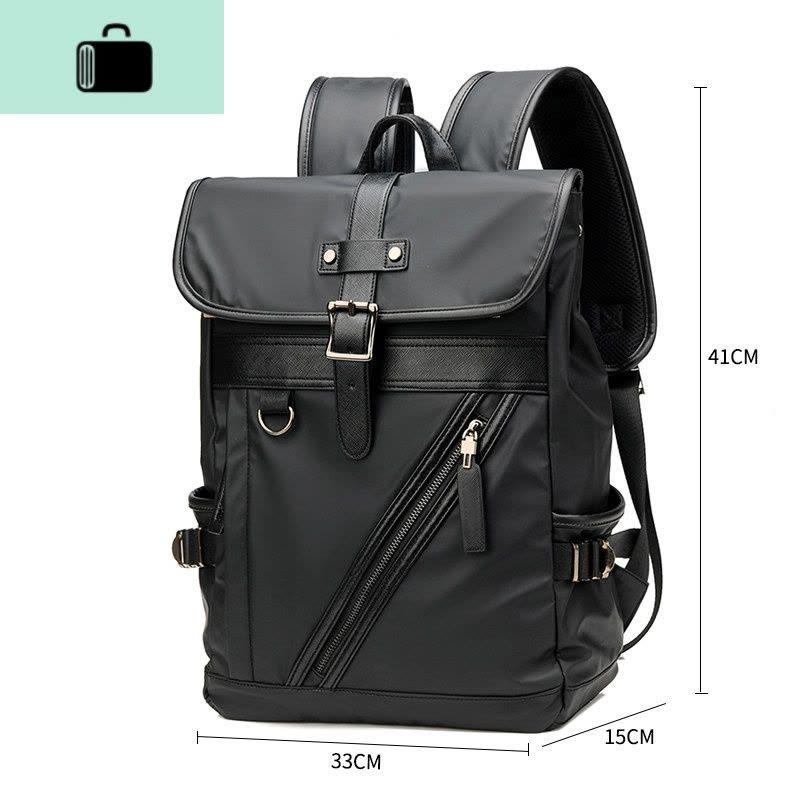 男士双肩包时尚潮流大容量旅行大学生书包简约电脑包潮牌休闲背包NEW LAKE 黑色(学院风A款)图片