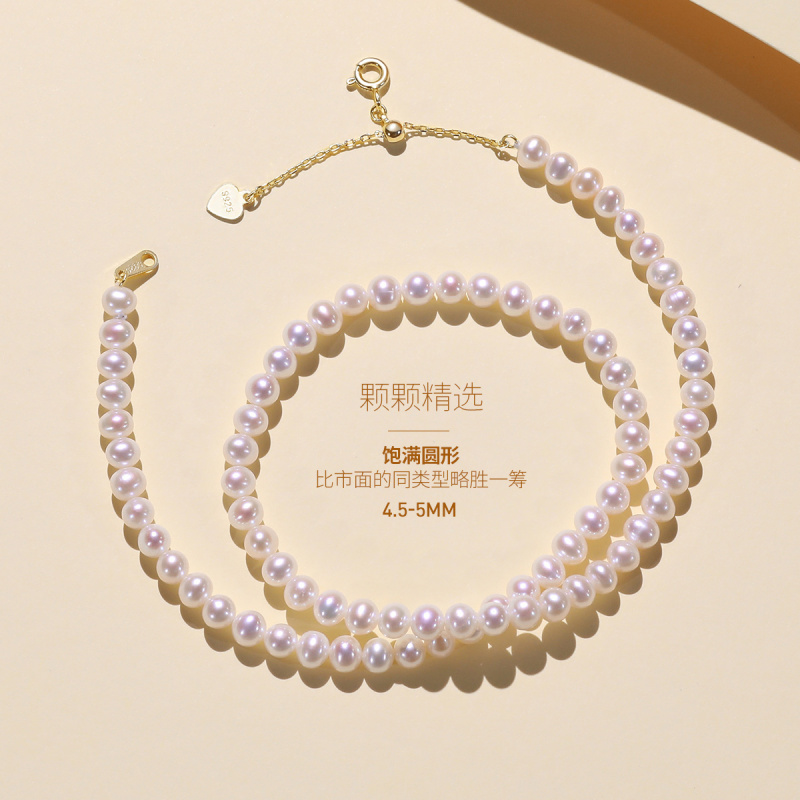 佰色传情淡水珍珠项链短复古法式小众设计锁骨链choker项圈珠宝