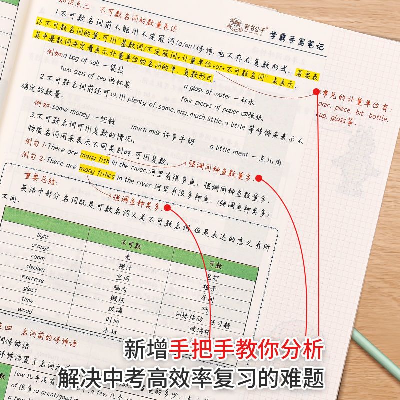 初一至初三通用 古诗词 衡水中学初中学霸手写笔记言书公子学霸笔记初中手写笔记全套2022
