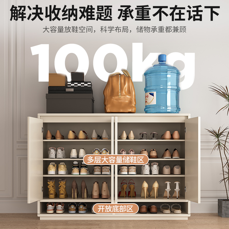 实木鞋柜家用门口楼道电梯口入户玄关收纳柜一体靠墙高清大图