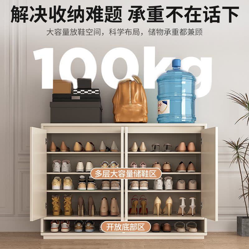 实木鞋柜家用门口楼道电梯口入户玄关收纳柜一体靠墙图片