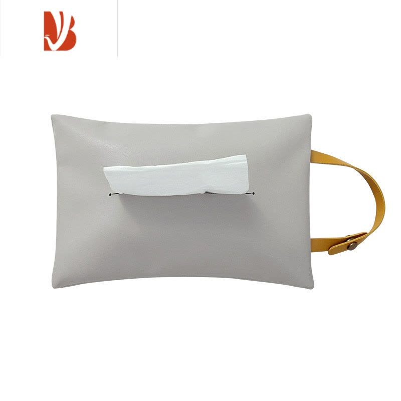 三维工匠MOM皮革纸巾套纯色家用车载pu抽纸盒防水简约北欧ins悬挂抽纸袋 挂绳款—薄墨图片