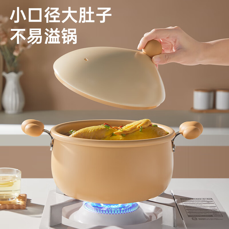 炊大皇 BO20TG 布偶汤锅 不粘锅煲汤炖煮熬粥汤奶锅20cm 明火专用高清大图