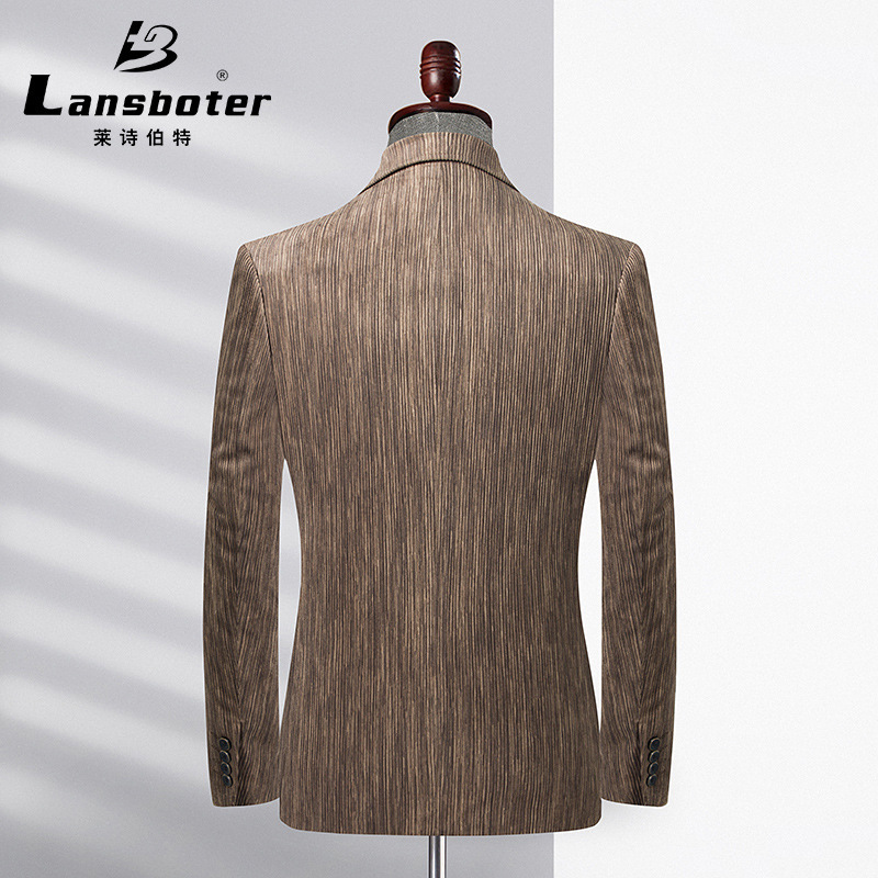 莱诗伯特(Lansboter)羊毛修身西装男秋冬新款男士休闲小西装男中青年潮流韩版西服外套