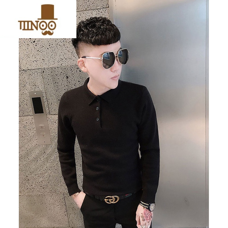 YANXUpolo毛衣男上衣服2023新款潮流百搭痞帅内搭男士针织打底衫高清大图