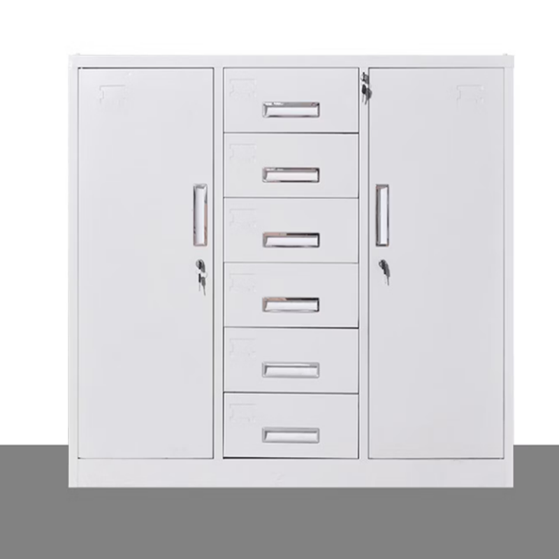 祥丰瑞和文件柜矮柜铁皮柜储物柜带锁抽屉柜单节中二斗下节 宽中六斗柜 0.6mm 常规