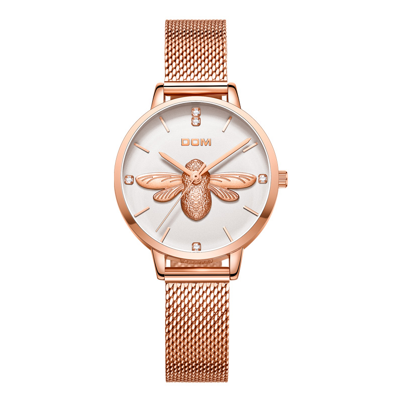 dom多姆手表女气质轻奢小蜜蜂3d立体石英表女表时尚防水学生女士国产