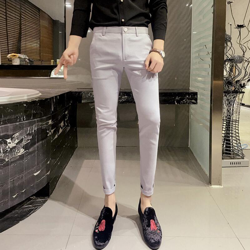 韩版修身力9分裤男脚九分休闲裤男士紧身裤