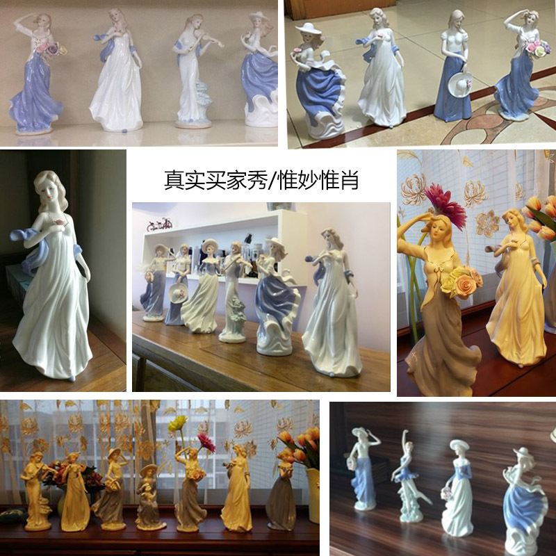欧式家居客厅电视柜酒柜玄关摆件陶瓷工艺品装饰品摆设西洋女 三维工匠 026