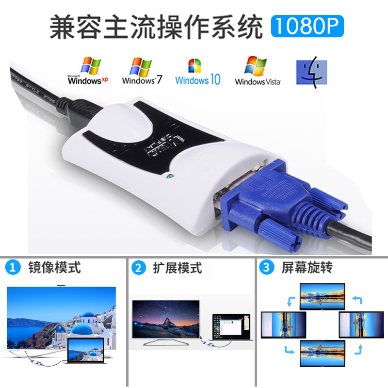 睿因(WAVLINK)WL-UG17V2 USB2.0转VGA外置显卡多屏显示投影仪高清炒股显卡扩屏器高清分屏器高清大图