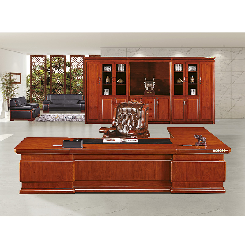 双朗 油漆大班台老板桌 SL-HB3259HT 3200*2350*780mm 胡桃色 套高清大图