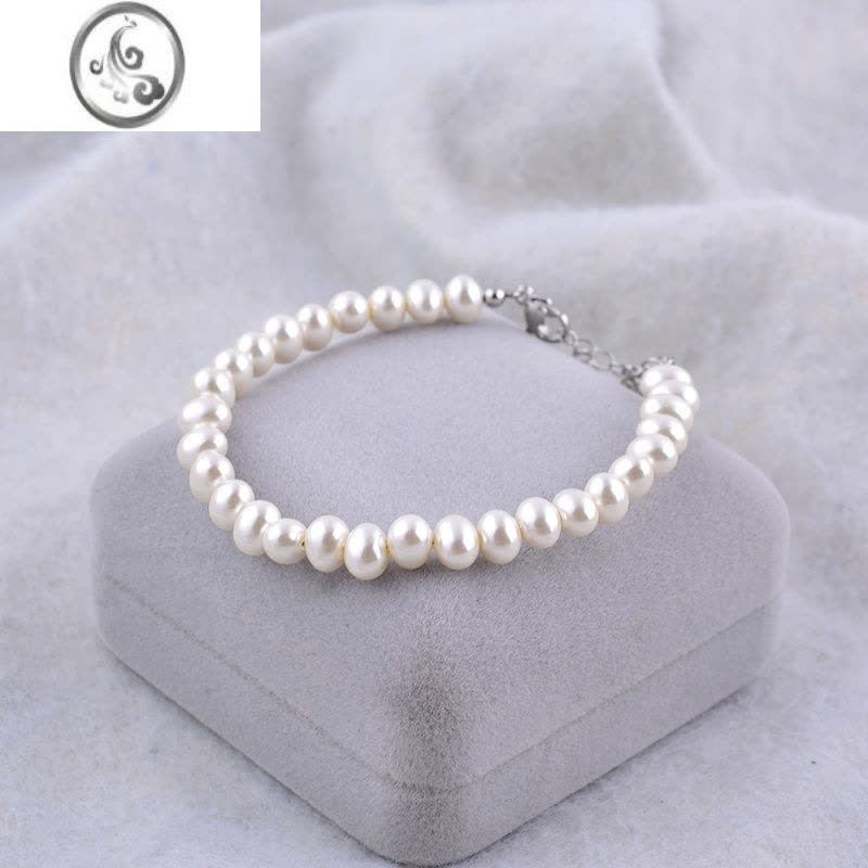 JiMi925银银福字珍珠手链ins小众设计闺蜜手串冷淡风夏手饰女轻奢网红图片