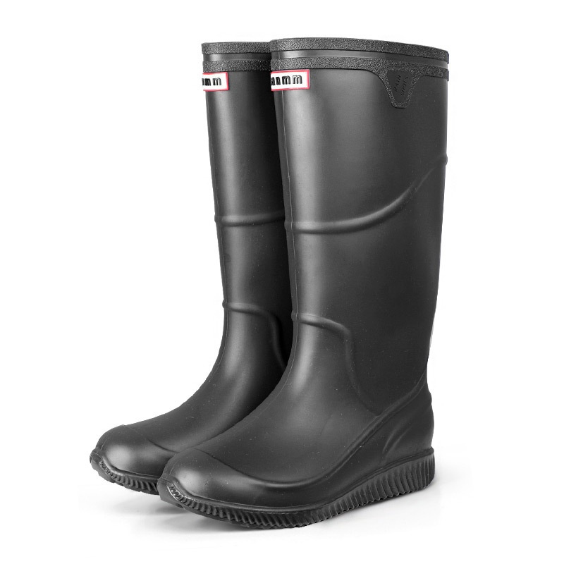 纯黑色39冬季高筒雨鞋男内胆加绒加厚雨靴长筒防水防滑保暖耐磨男士水