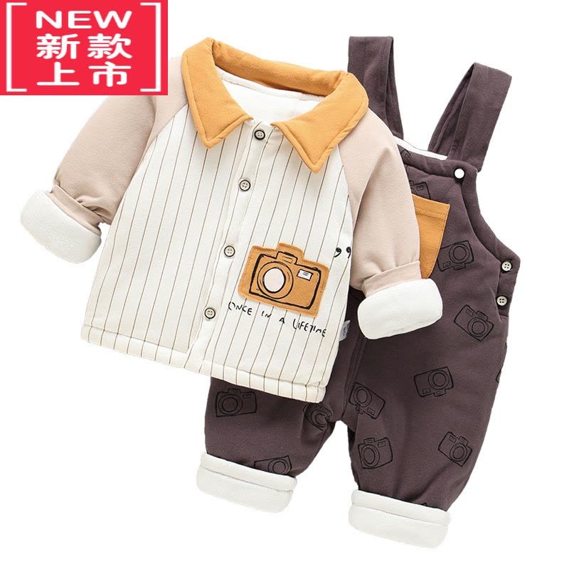 可莉允秋冬婴儿棉衣套装02岁宝宝冬装棉服外出中厚背带裤棉袄两件套图片