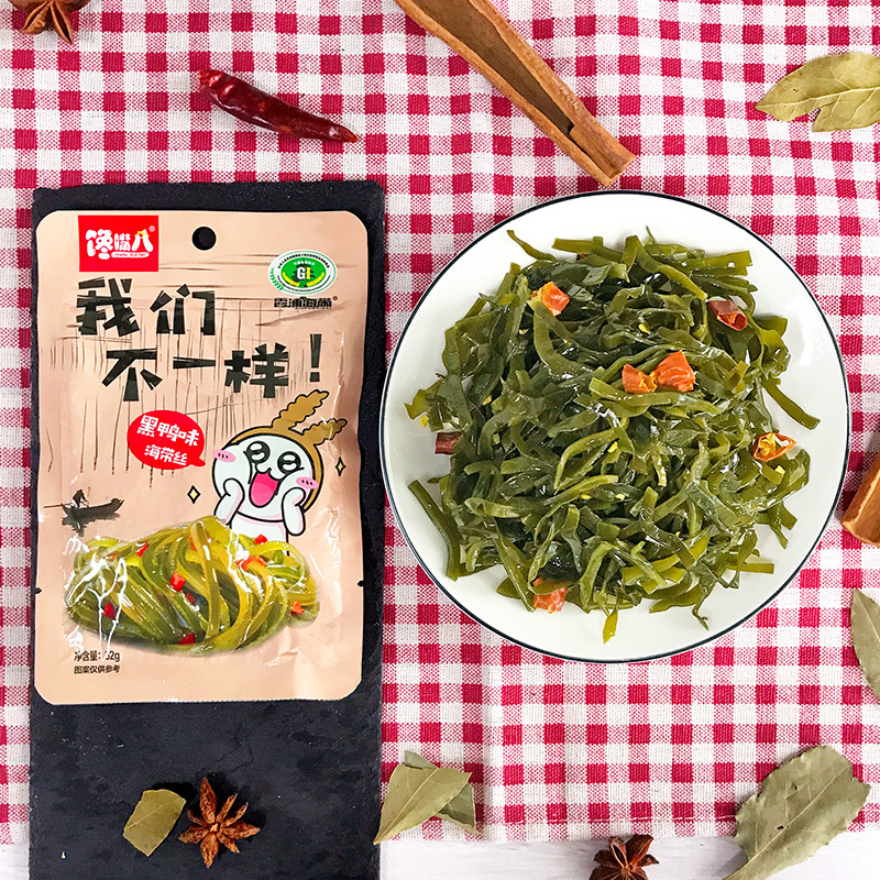 [1件5包买2件送2包]黑鸭味海带丝网红零食即食休闲开胃小吃包邮52g/包