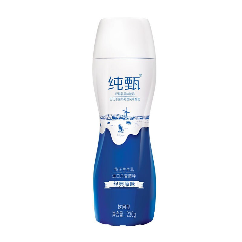 苏宁宜品自营 蒙牛 纯甄小蛮腰风味酸奶乳畅饮型经典原味 230g*10瓶
