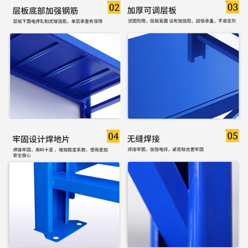 圣德列仓储货架置物架V-6 2000*500*2000四层蓝色300kg高清大图