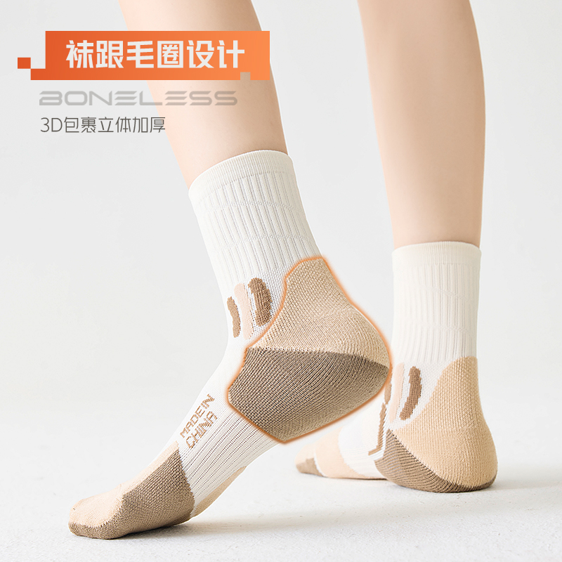 舒跑袜子女款中筒专业网球袜春夏款运动袜耐磨透气吸汗防滑跑步袜高清大图