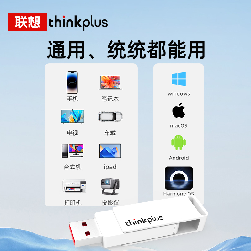 联想ThinkPlus 固态U盘 1000Mb/s USB3.2/Type-C双接口 TU260Pro 白色 512GB高清大图