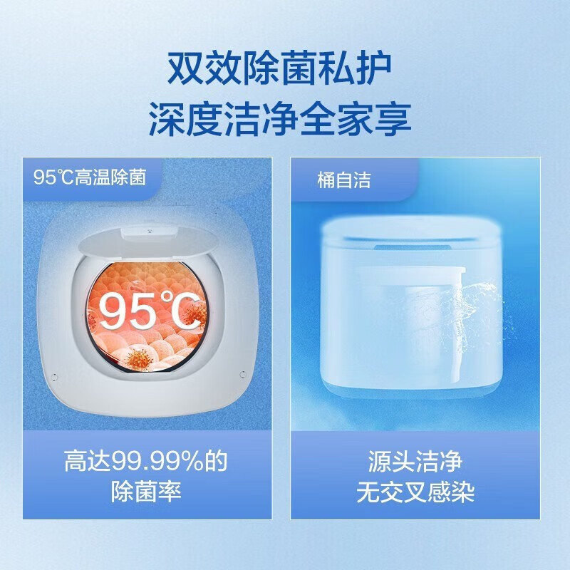 松下(Panasonic)1KG迷你小波轮洗衣机 内衣内裤贴身衣物洗枕套袜子除菌除螨 母婴放心洗XQB10-A100白色